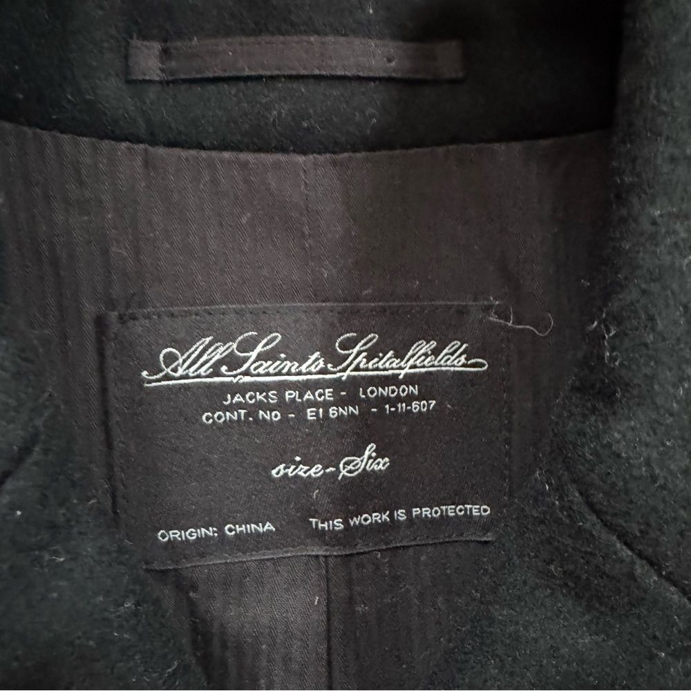 All Saints Charcoal Double-Breasted Pea Coat - Picture 4 of 7